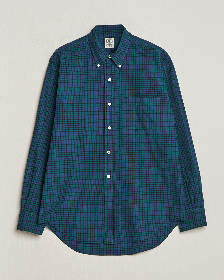 Herr | Skjortor | Kamakura Shirts | Vintage Ivy Blackwatch Flannel Shirt Navy/Green