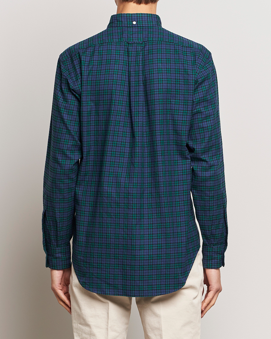 Herr | Skjortor | Kamakura Shirts | Vintage Ivy Blackwatch Flannel Shirt Navy/Green