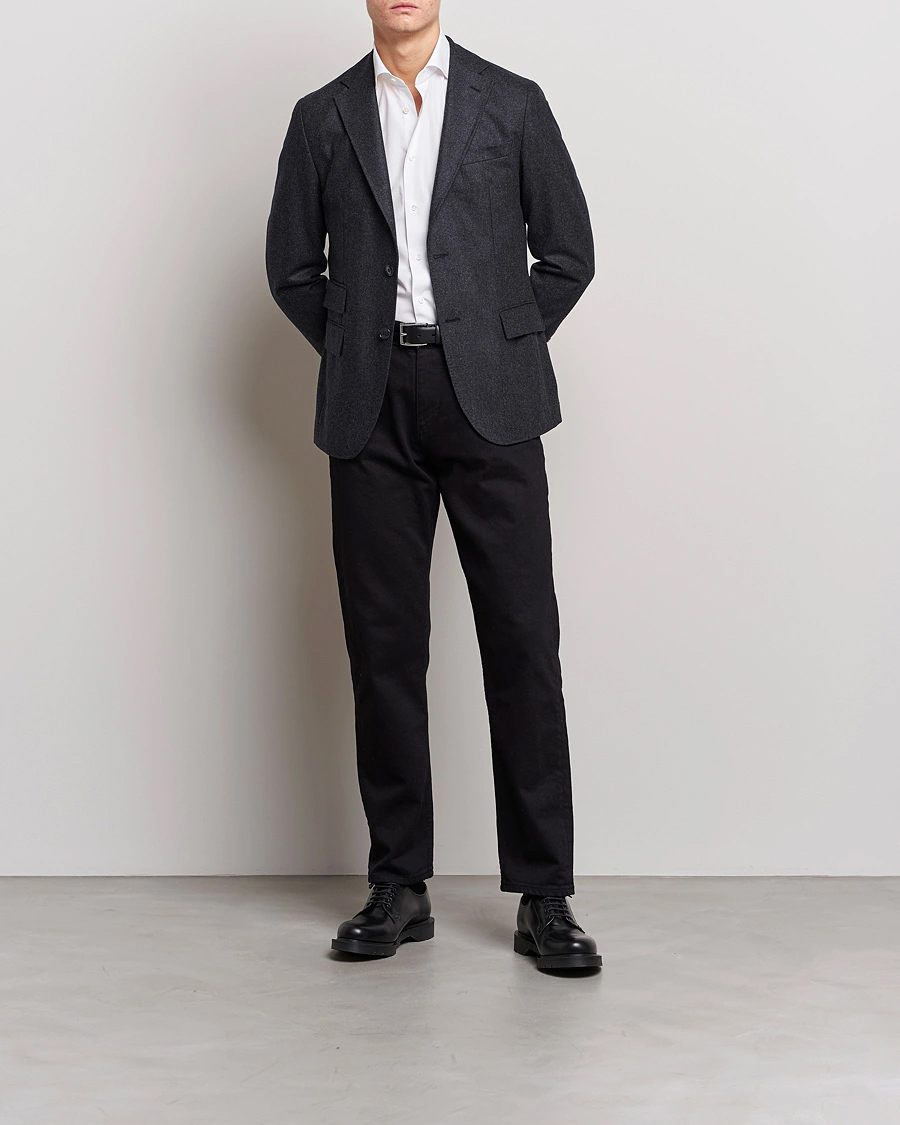 Herr | Skjortor | Kamakura Shirts | Slim Fit Broadcloth Shirt White