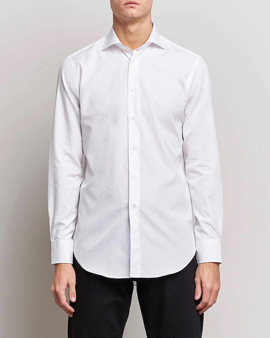 Herr | Skjortor | Kamakura Shirts | Slim Fit Broadcloth Shirt White