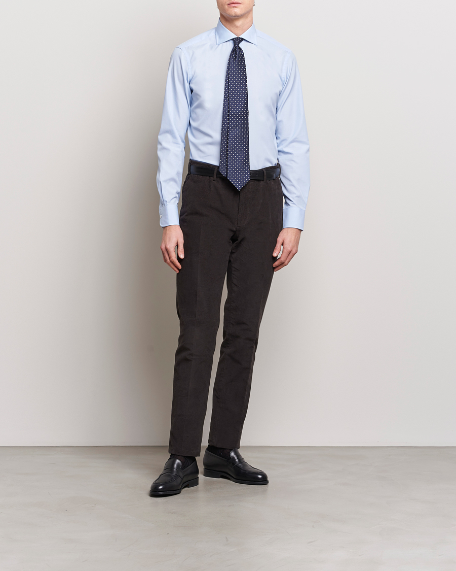 Herr | Skjortor | Kamakura Shirts | Slim Fit Broadcloth Shirt Light Blue