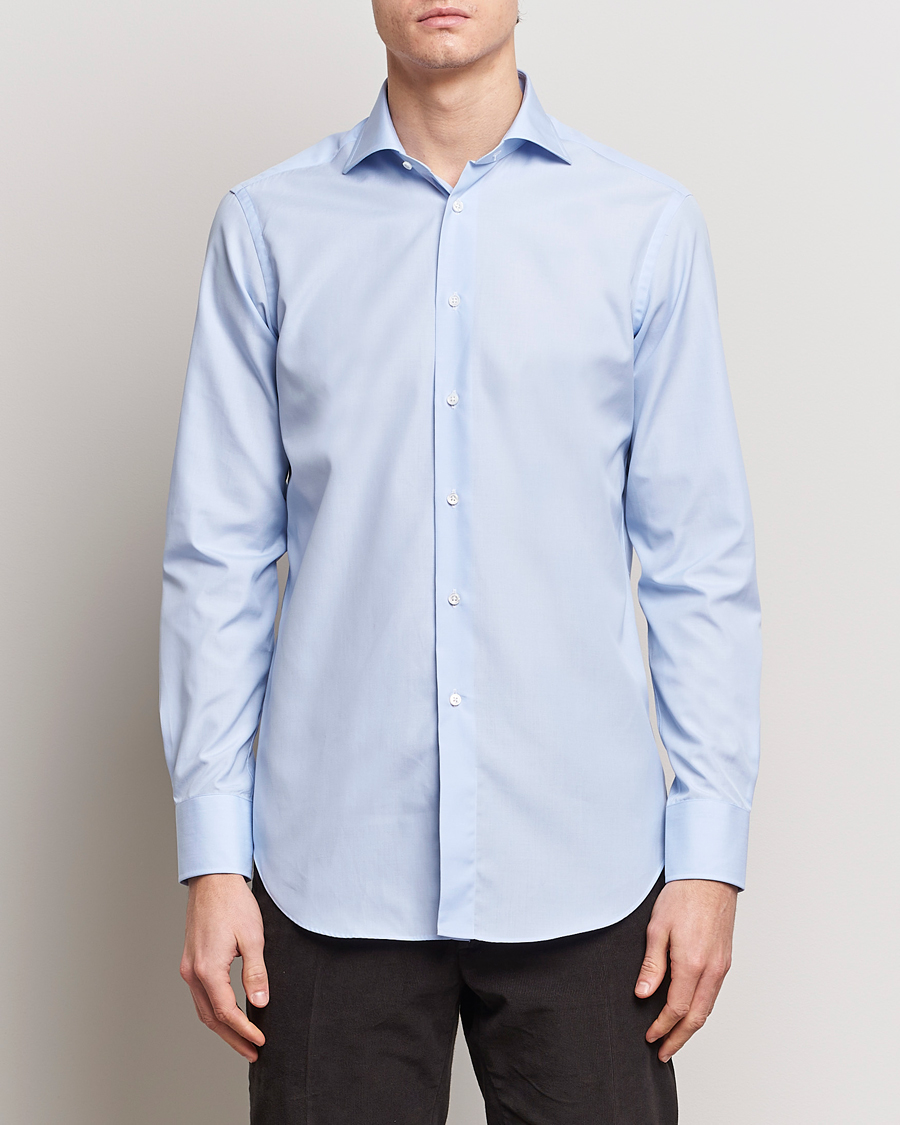 Herr | Skjortor | Kamakura Shirts | Slim Fit Broadcloth Shirt Light Blue