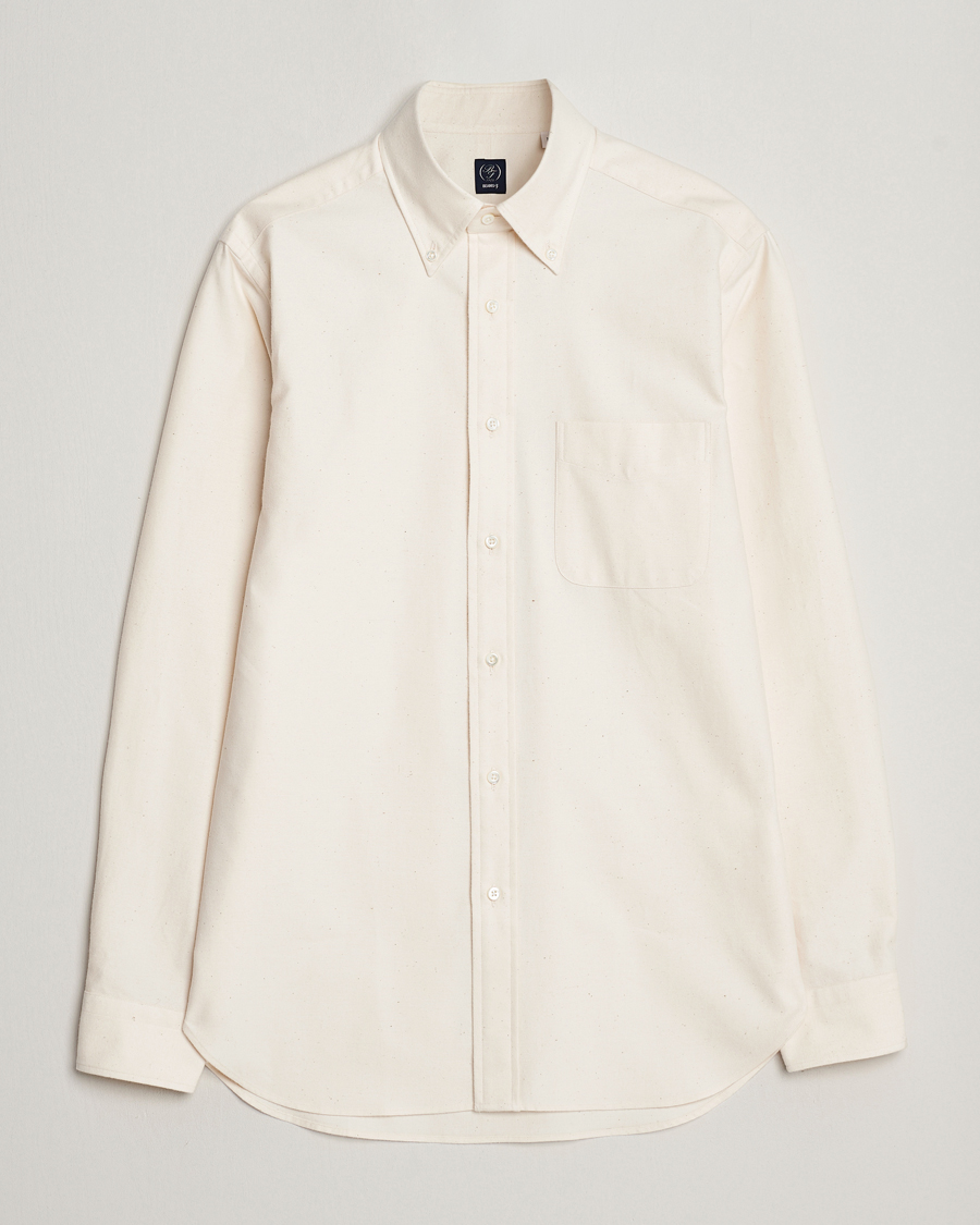 Herr | Skjortor | Beams F | Cotton Flannel Button Down Shirt Off White