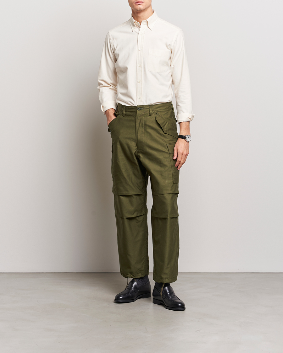 Herr | Skjortor | Beams F | Cotton Flannel Button Down Shirt Off White