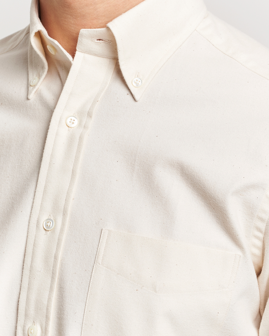 Herr | Skjortor | Beams F | Cotton Flannel Button Down Shirt Off White