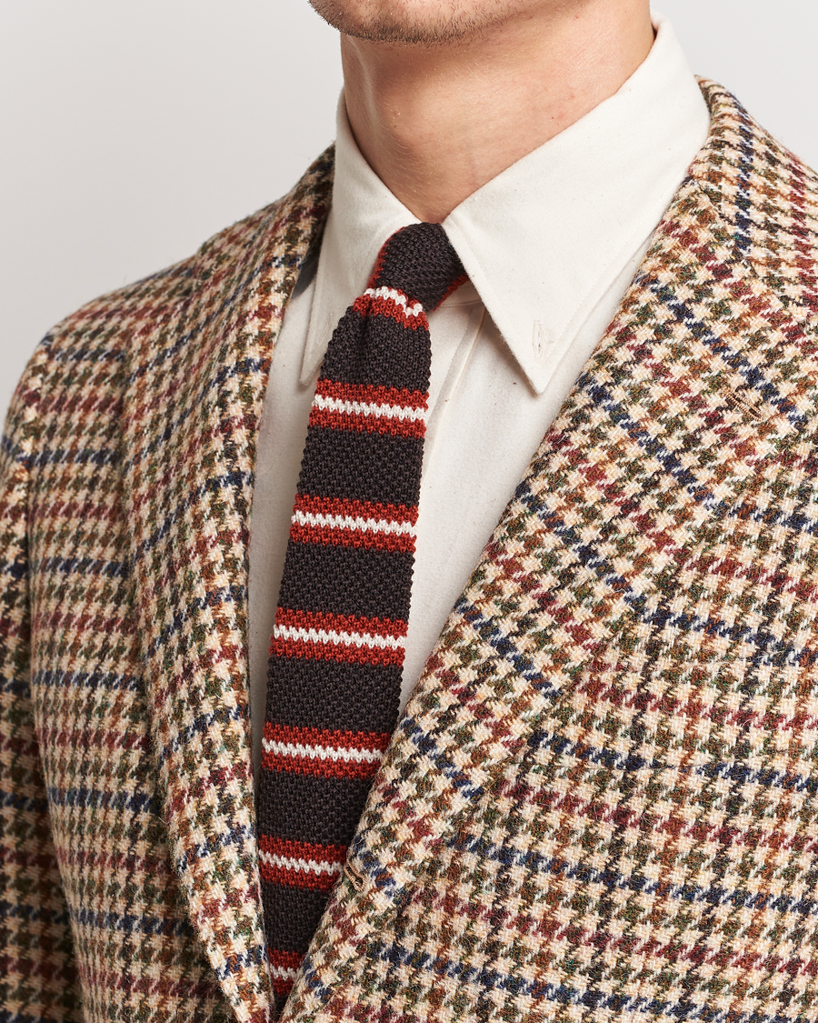 Herr |  | Beams F | Striped Wool Tie Brown/Red