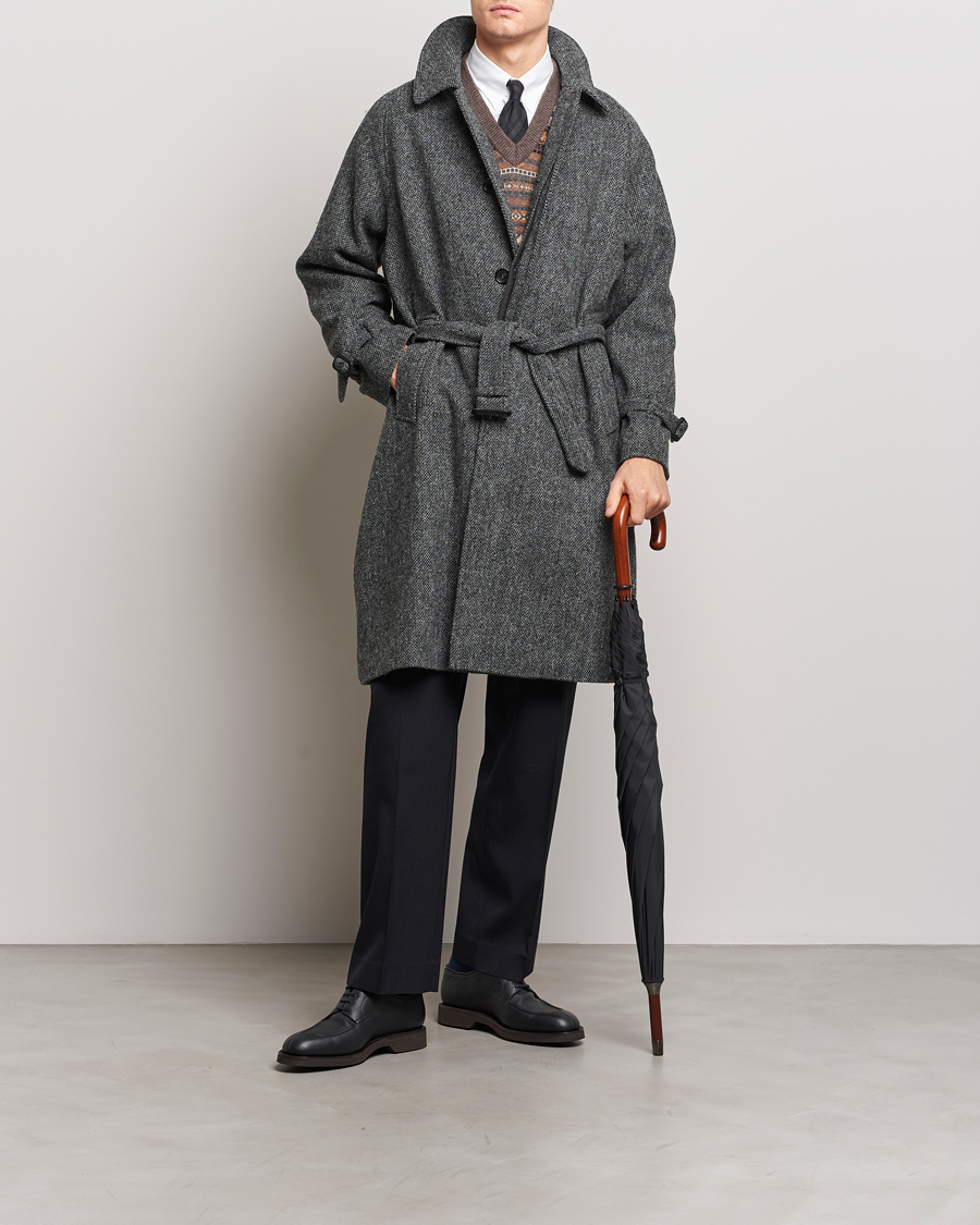 Herr | Jackor | Beams F | Harris Tweed Raglan Coat Dark Grey