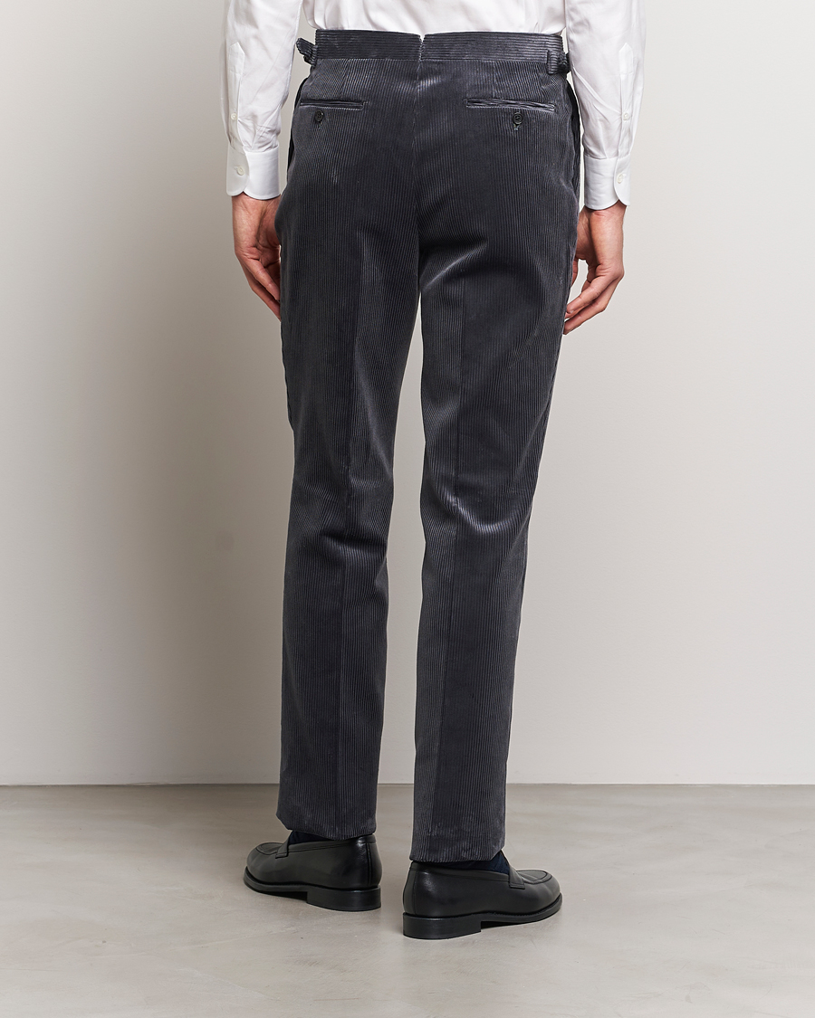 Herr | Byxor | Beams F | Corduroy Side Adjuster Trousers Charcoal