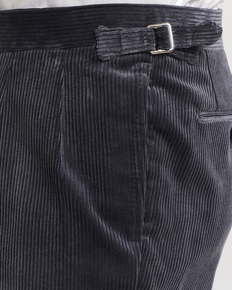 Herr | Byxor | Beams F | Corduroy Side Adjuster Trousers Charcoal