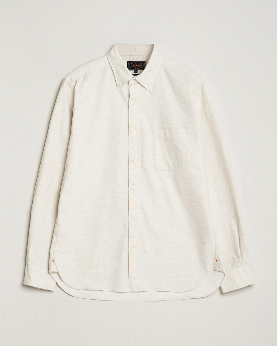 Herr | Skjortor | BEAMS PLUS | Flannel Button Down Shirt Off White