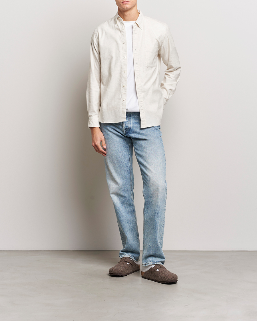Herr | Skjortor | BEAMS PLUS | Flannel Button Down Shirt Off White