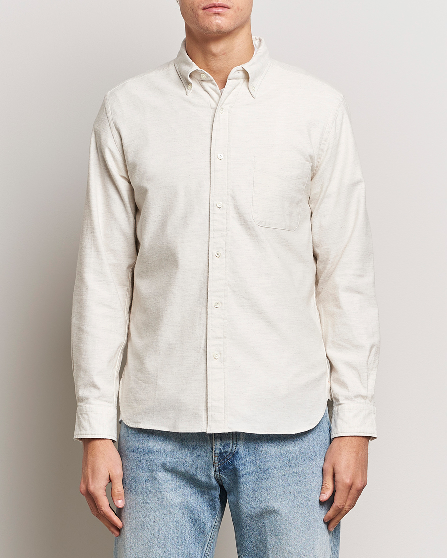 Herr | Skjortor | BEAMS PLUS | Flannel Button Down Shirt Off White