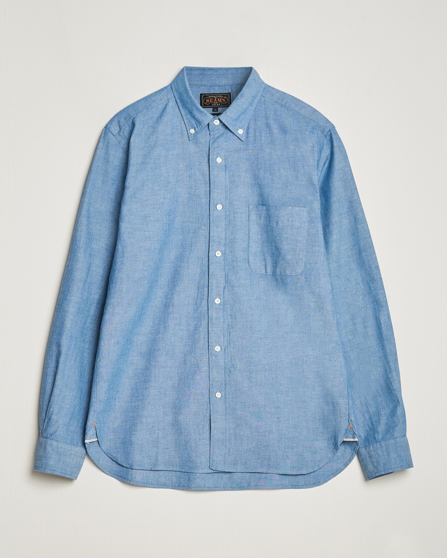 Herr | Skjortor | BEAMS PLUS | Chambray Button Down Shirt Blue