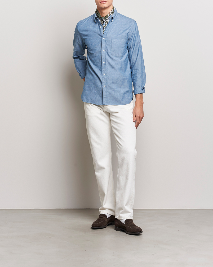 Herr | Skjortor | BEAMS PLUS | Chambray Button Down Shirt Blue