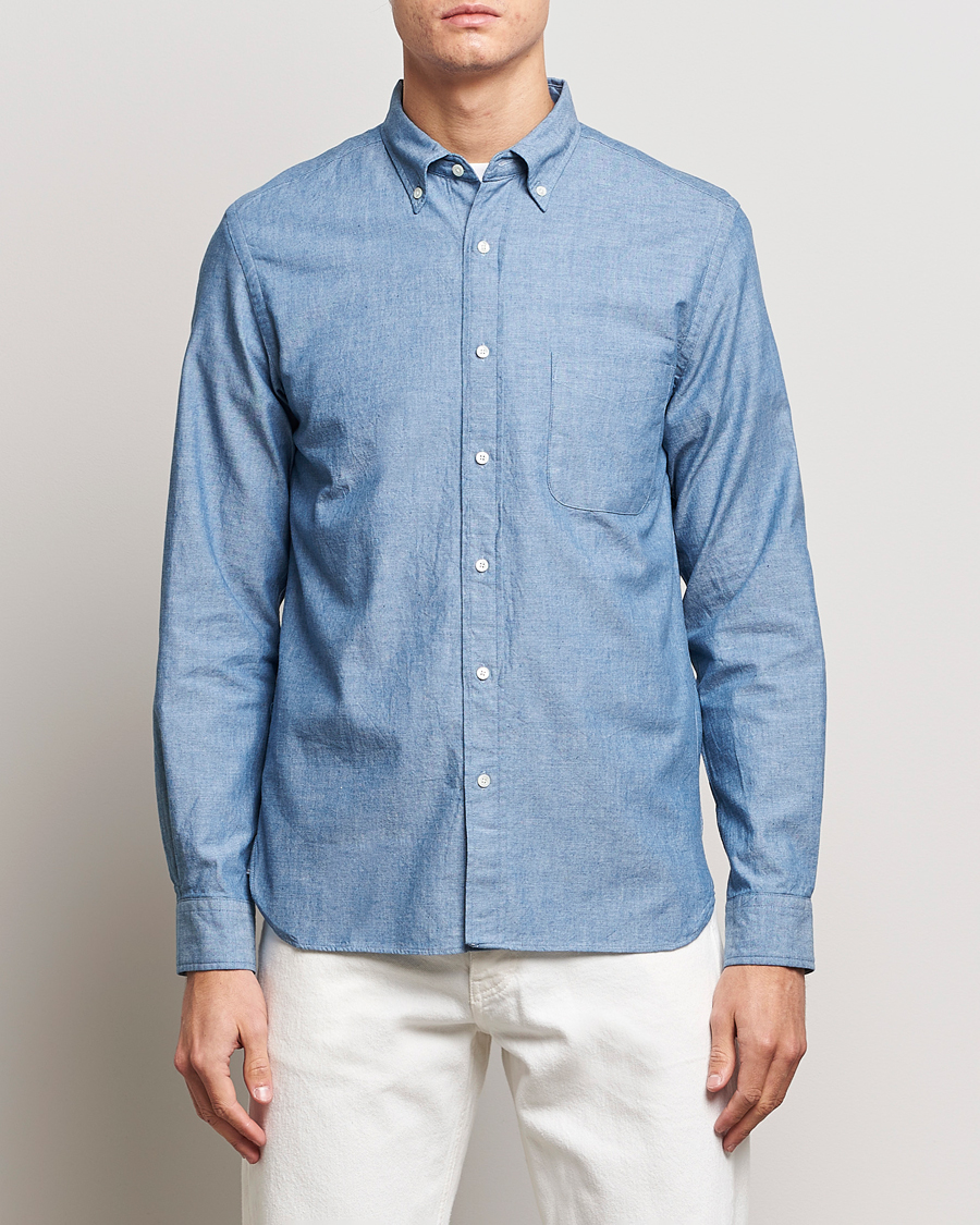 Herr | Skjortor | BEAMS PLUS | Chambray Button Down Shirt Blue