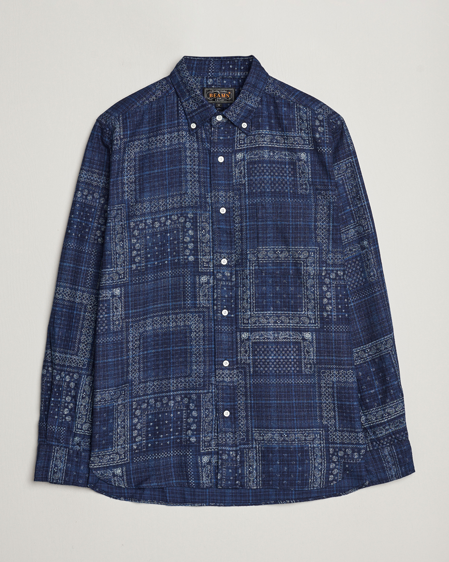 Herr | Skjortor | BEAMS PLUS | Patchwork Button Down Shirt Indigo