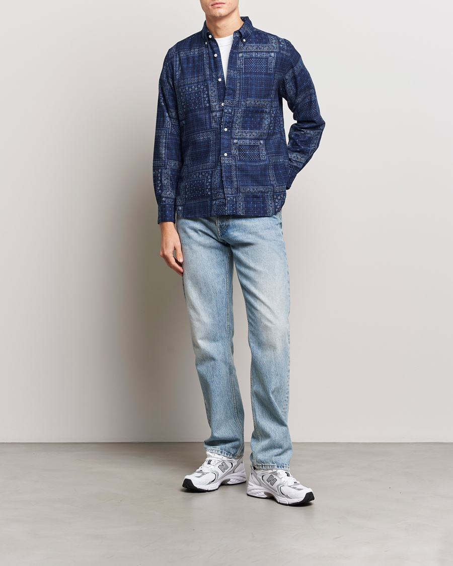 Herr | Skjortor | BEAMS PLUS | Patchwork Button Down Shirt Indigo