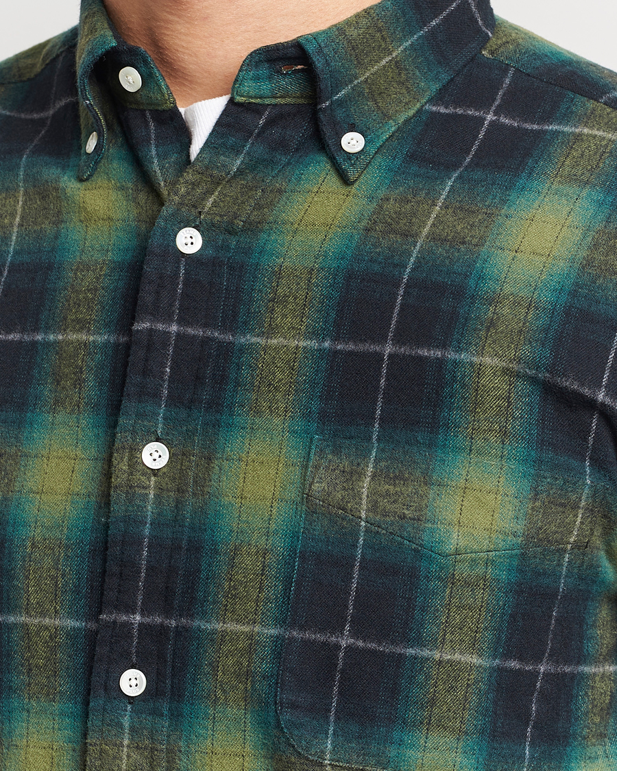 Herr | Skjortor | BEAMS PLUS | Shaggy Flannel Button Down Shirt Green Check