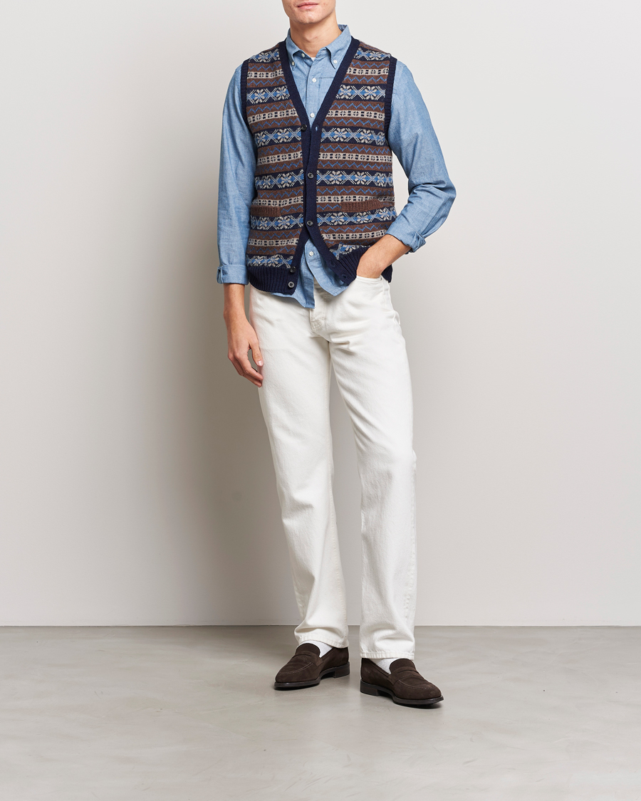 Herr | Tröjor | BEAMS PLUS | Fairisle Knit Vest Brown