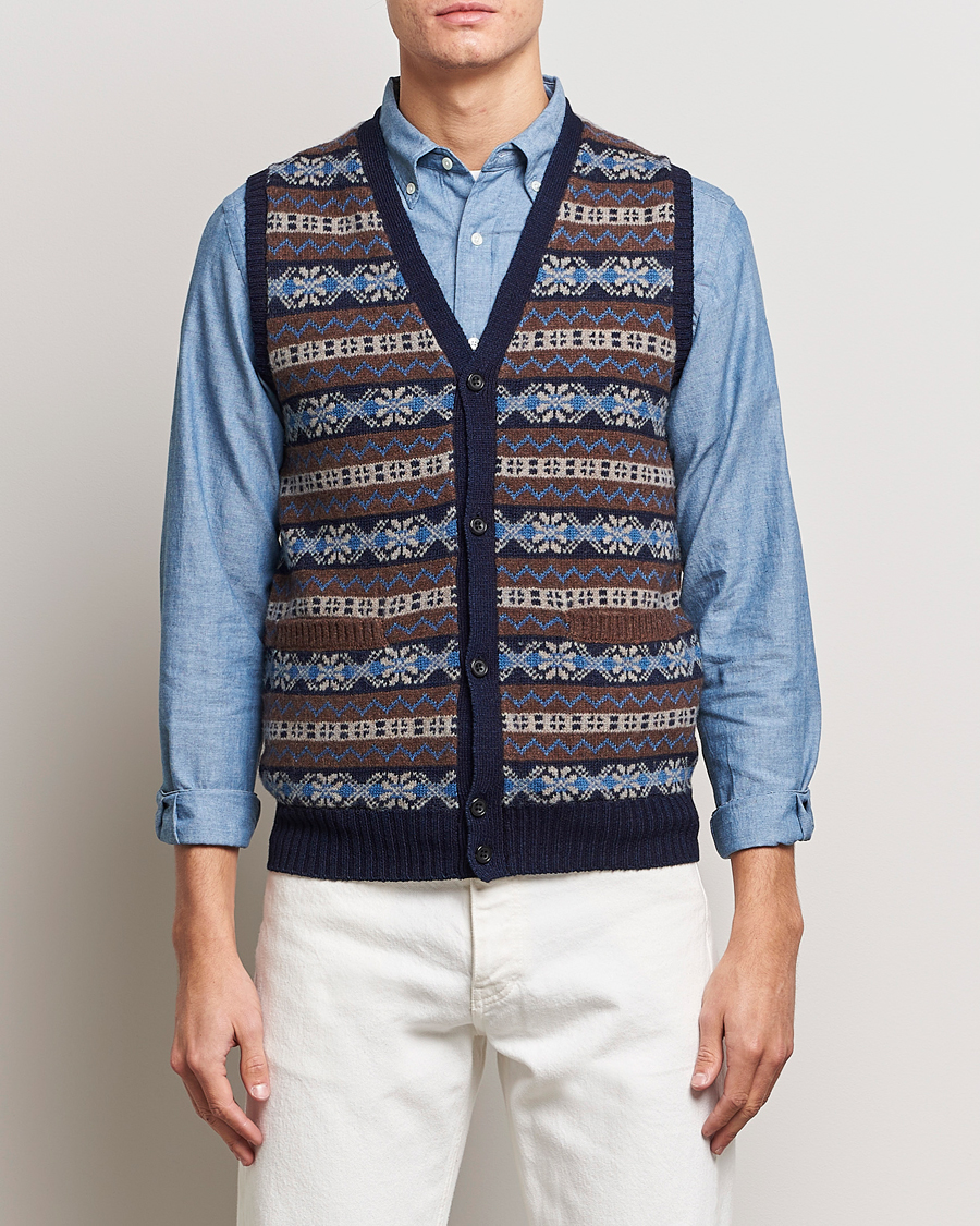Herr | Tröjor | BEAMS PLUS | Fairisle Knit Vest Brown