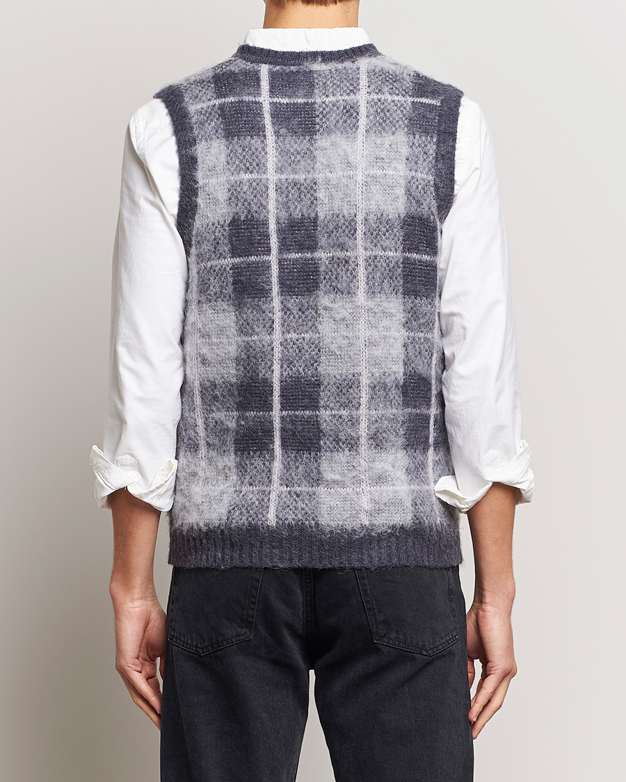 Herr | Tröjor | BEAMS PLUS | Check Mohair Vest Grey