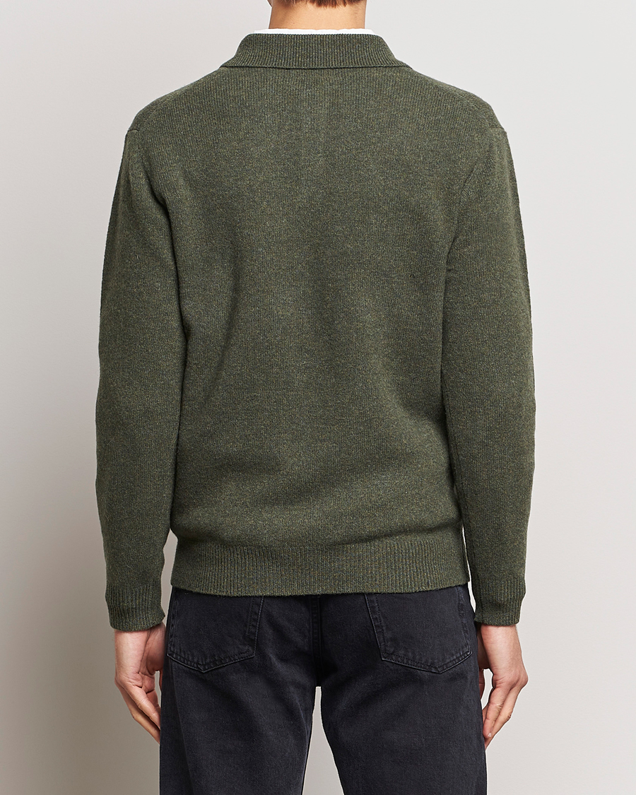 Herr | Tröjor | BEAMS PLUS | Long Sleeve Knitted Polo Olive