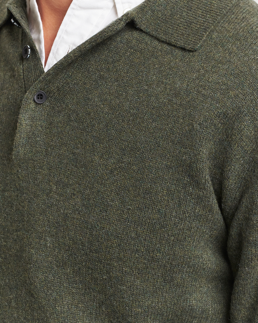 Herr | Tröjor | BEAMS PLUS | Long Sleeve Knitted Polo Olive