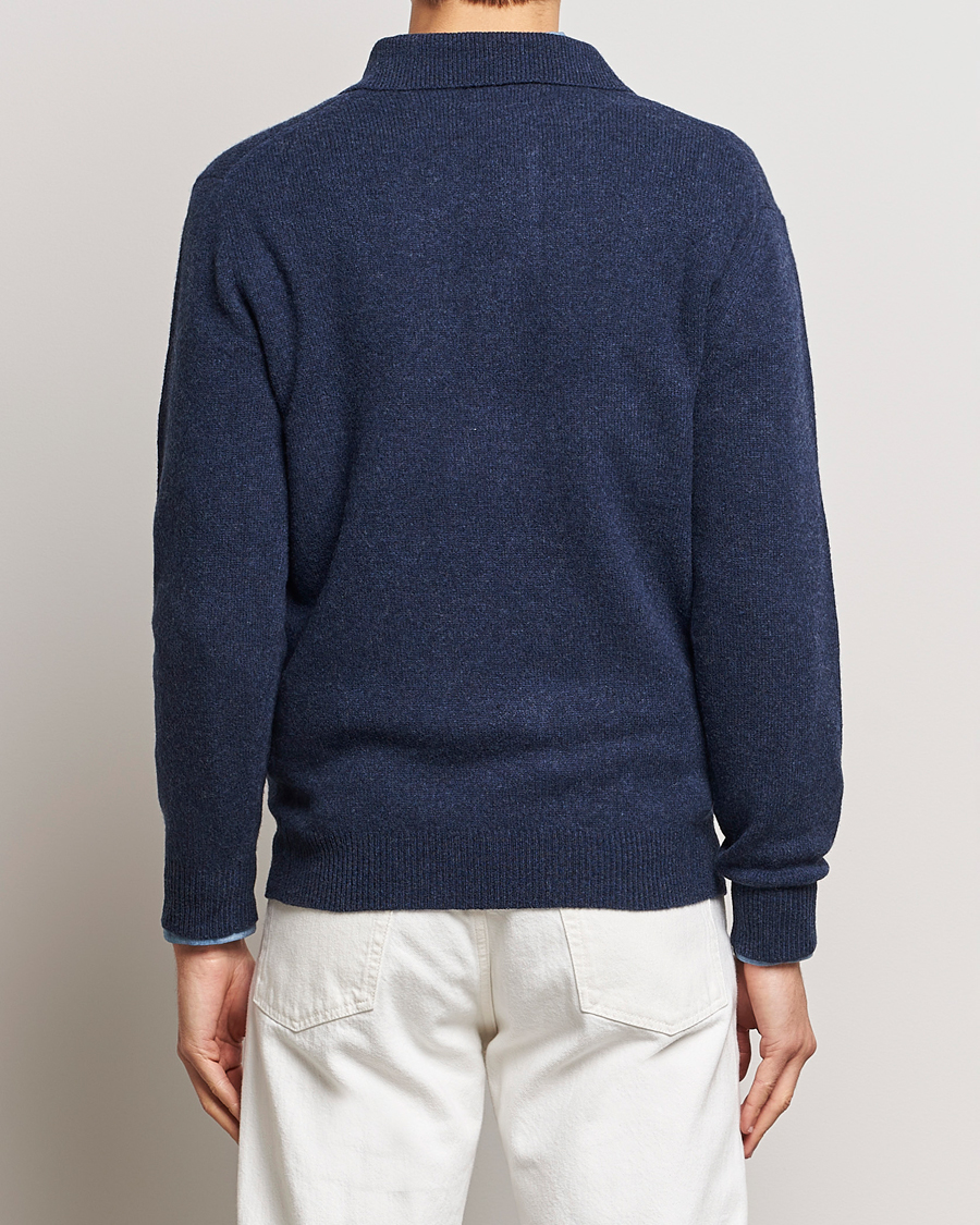 Herr | Tröjor | BEAMS PLUS | Long Sleeve Knitted Polo Navy