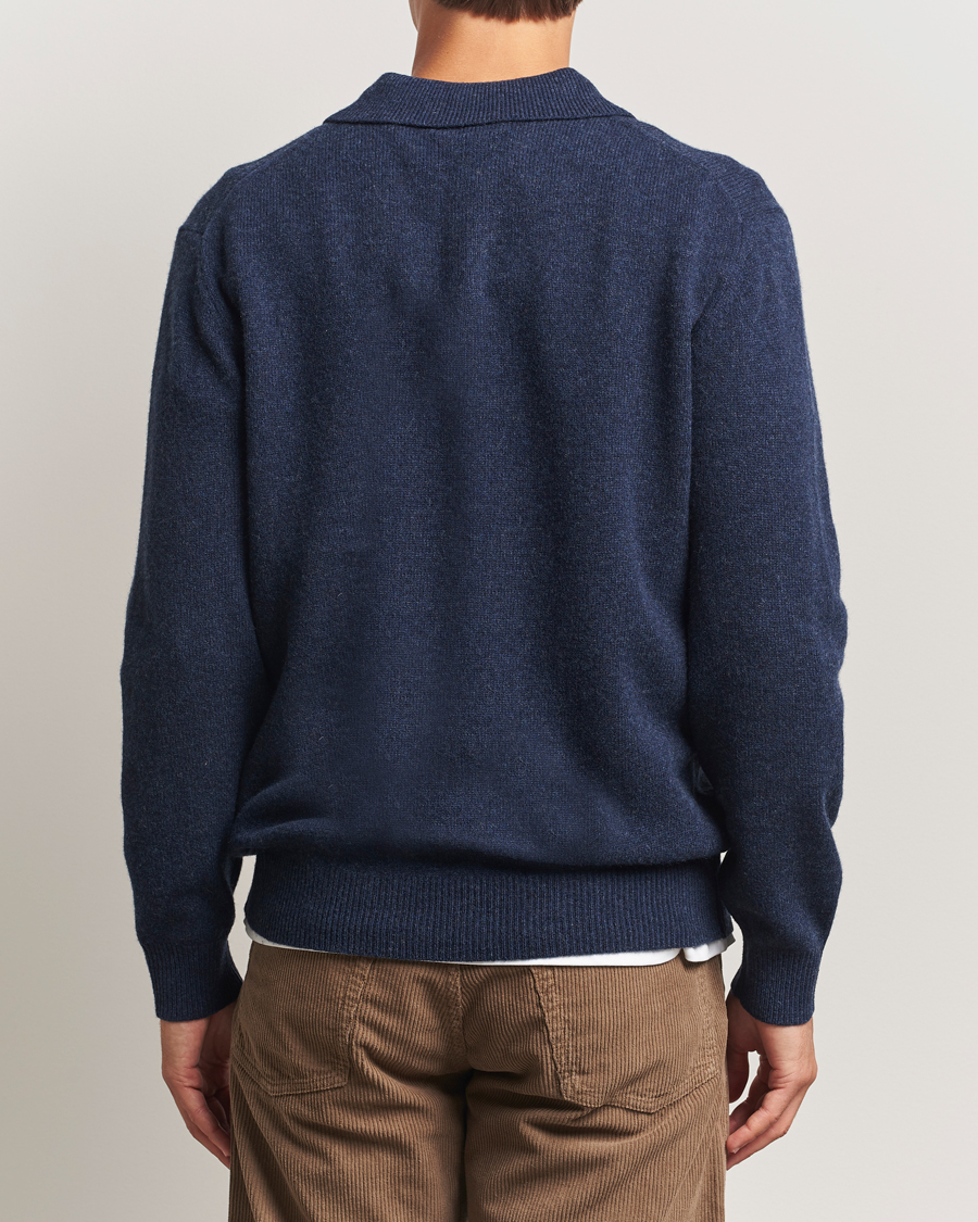 Herr | Tröjor | BEAMS PLUS | Knitted Wool Polo Navy