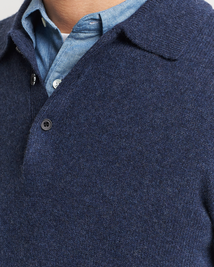 Herr | Tröjor | BEAMS PLUS | Long Sleeve Knitted Polo Navy