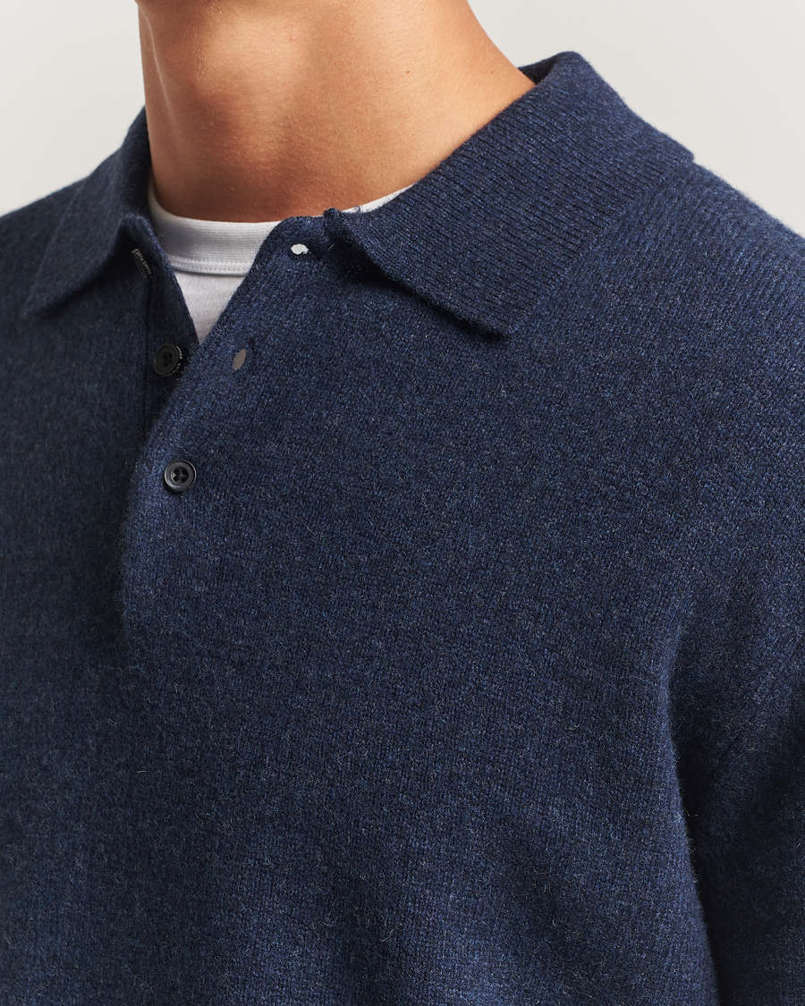 Herr | Tröjor | BEAMS PLUS | Knitted Wool Polo Navy