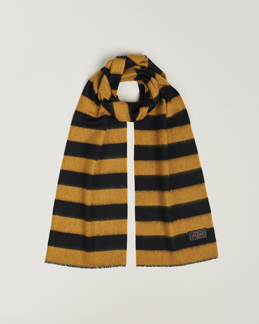 Herr | Japanese Department | BEAMS PLUS | Cashmere Stripe Scarf Black/Yellow