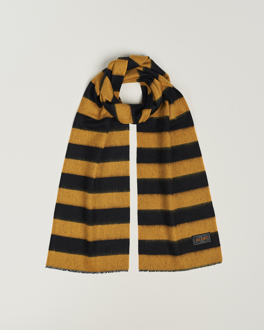 Herr | BEAMS PLUS Cashmere Stripe Scarf Black/Yellow | BEAMS PLUS | Cashmere Stripe Scarf Black/Yellow