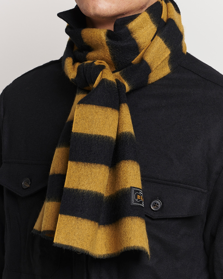 Herr |  | BEAMS PLUS | Cashmere Stripe Scarf Black/Yellow