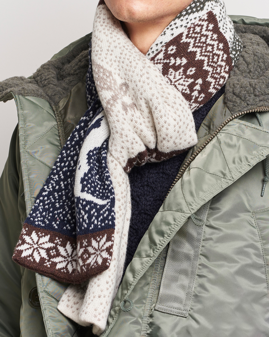 Herr | BEAMS PLUS Nordic Jacquard Muffler Scarf Natural | BEAMS PLUS | Nordic Jacquard Muffler Scarf Natural