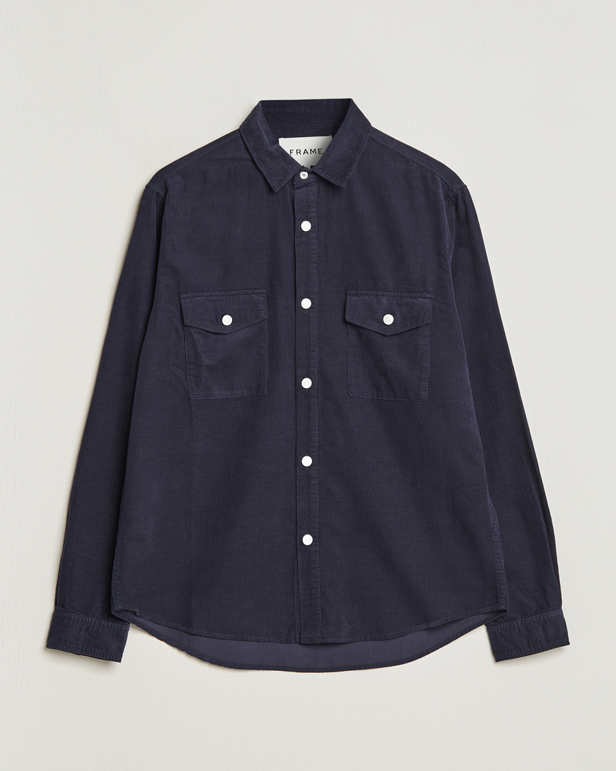 Herr | Skjortor | FRAME | Douple Pocket Micro Cord Shirt Midnight Blue