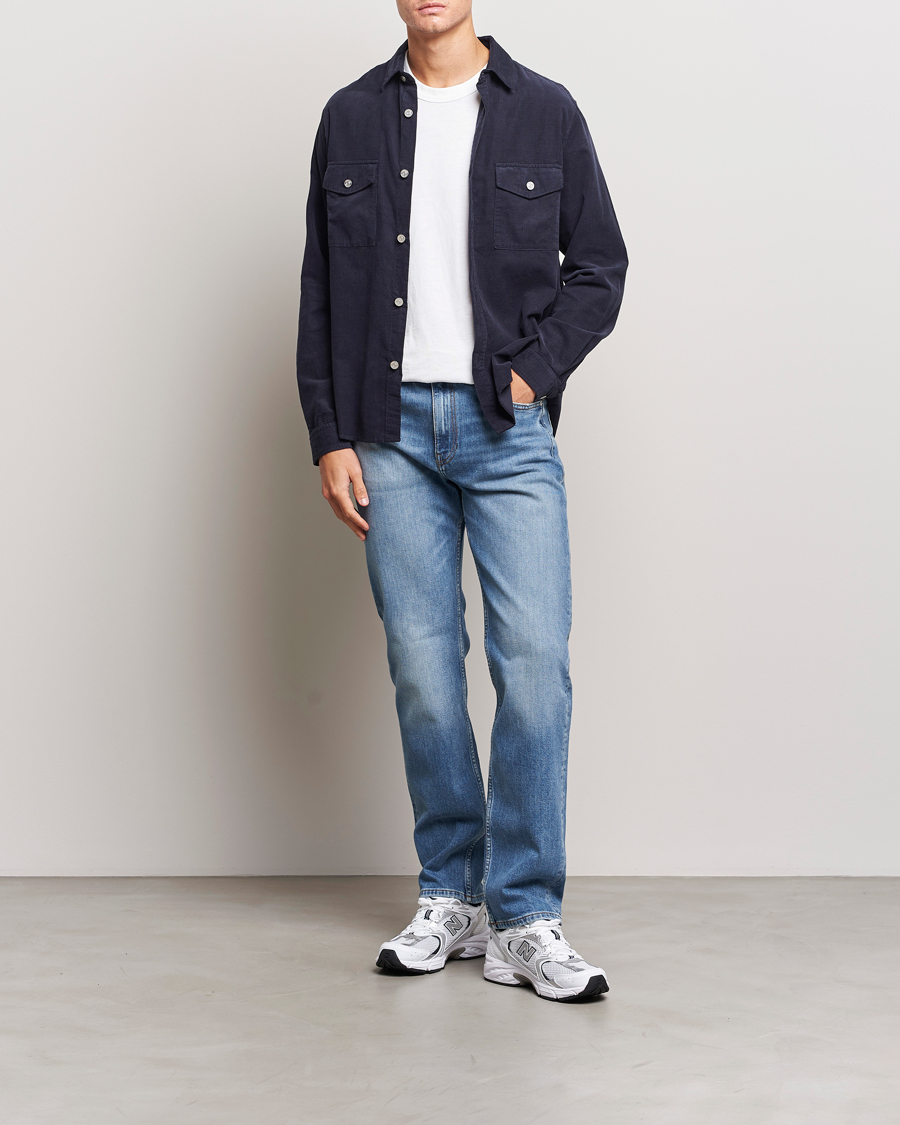 Herr | Skjortor | FRAME | Douple Pocket Micro Cord Shirt Midnight Blue