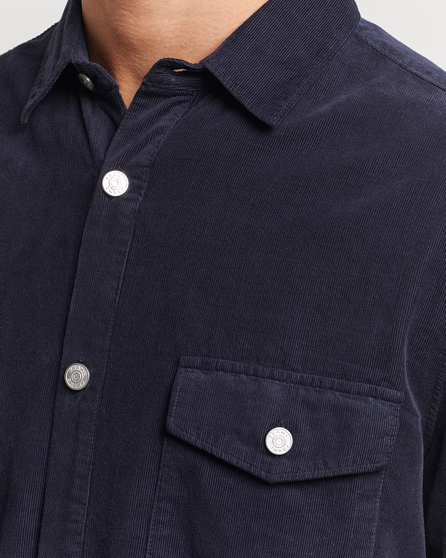 Herr | Skjortor | FRAME | Douple Pocket Micro Cord Shirt Midnight Blue