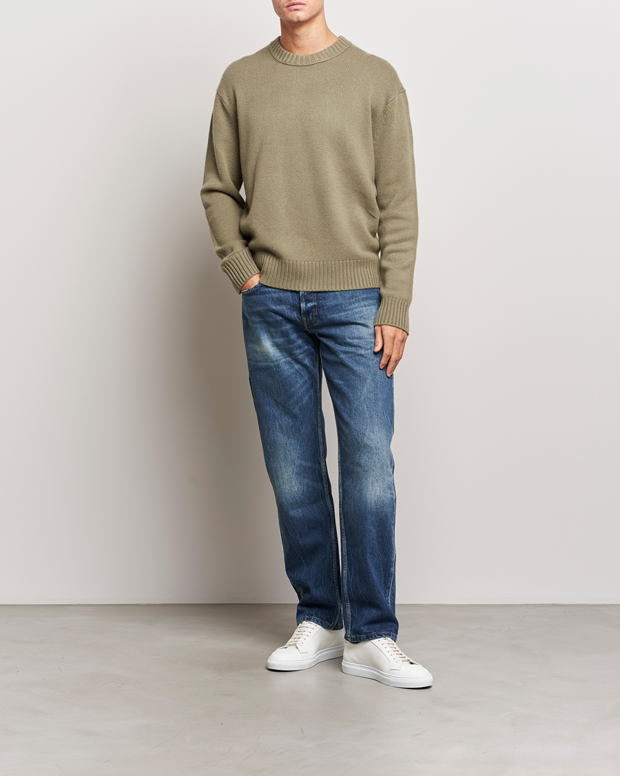 Herr | Tröjor | FRAME | Cashmere Sweater Khaki Green