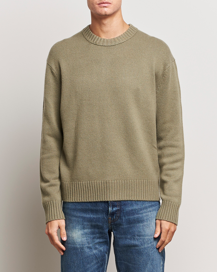 Herr | Tröjor | FRAME | Cashmere Sweater Khaki Green
