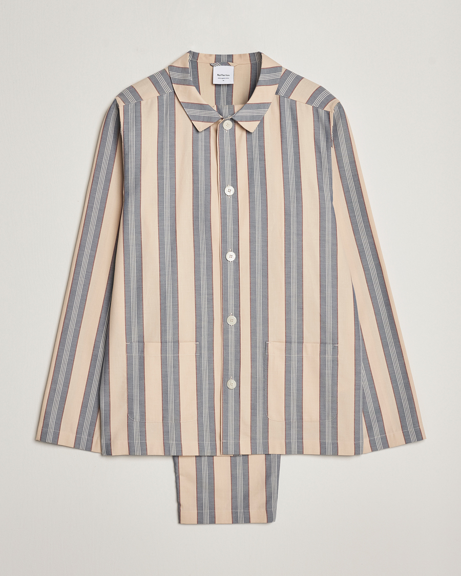 Herr | Pyjamas & Morgonrockar | Nufferton | Uno Old School Pyjama Set Beige/Blue