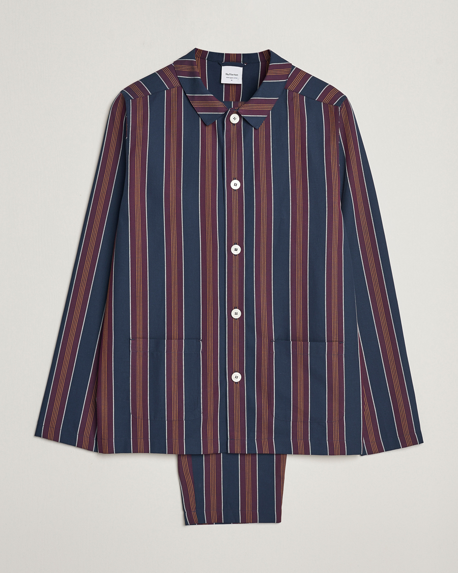 Herr | Pyjamas & Morgonrockar | Nufferton | Uno Old School Pyjama Set Navy/Orange