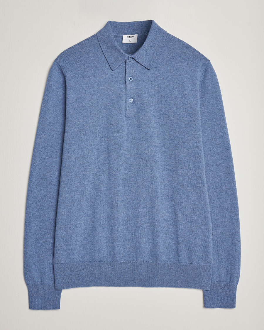 Herr | Tröjor | Filippa K | Knitted Polo Shirt Paris Blue