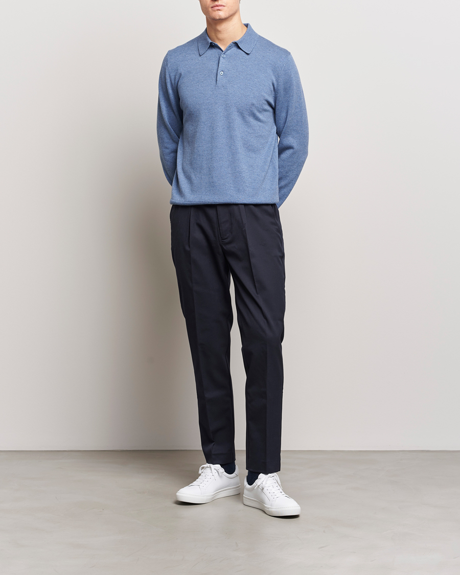 Herr | Tröjor | Filippa K | Knitted Polo Shirt Paris Blue
