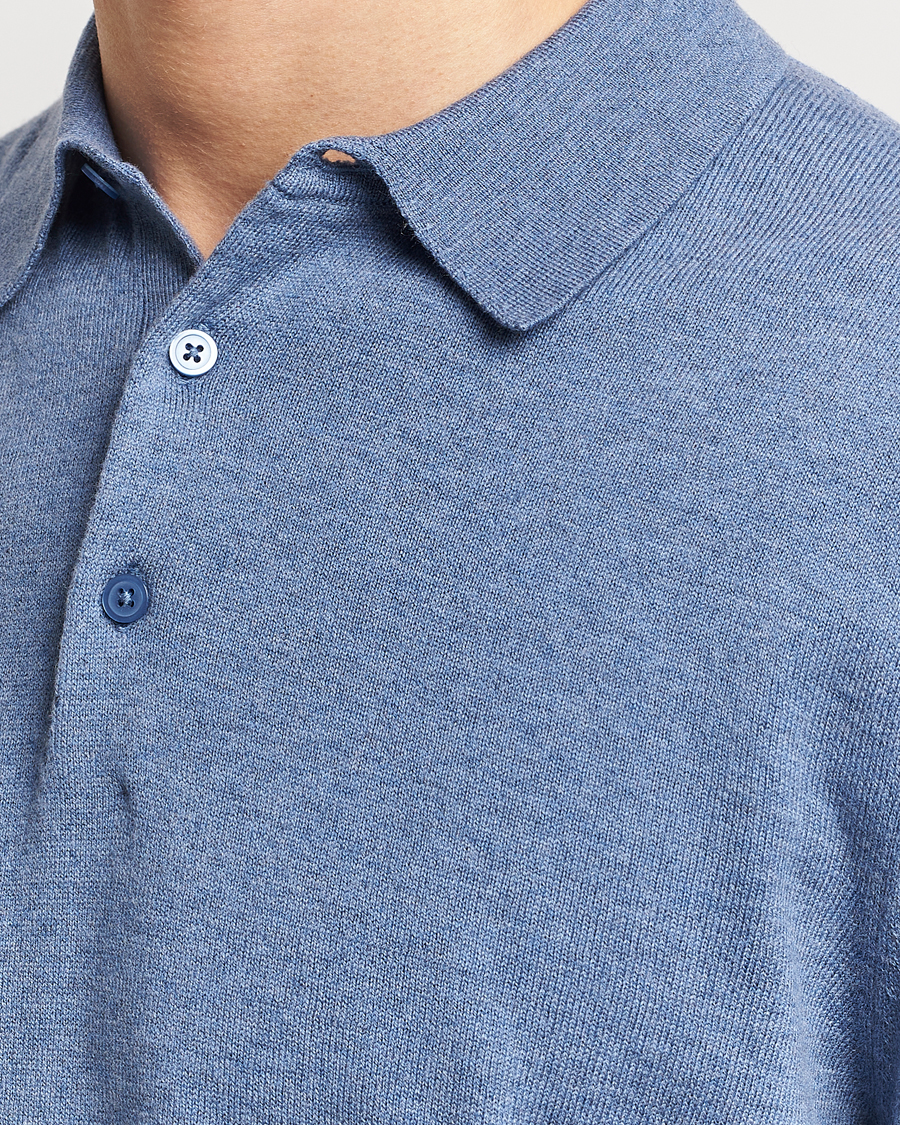 Herr | Tröjor | Filippa K | Knitted Polo Shirt Paris Blue