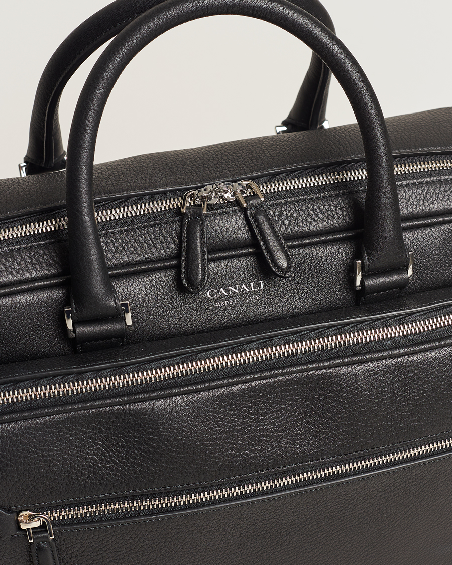 Herr | Väskor | Canali | Grain Leather Weekend Bag Black
