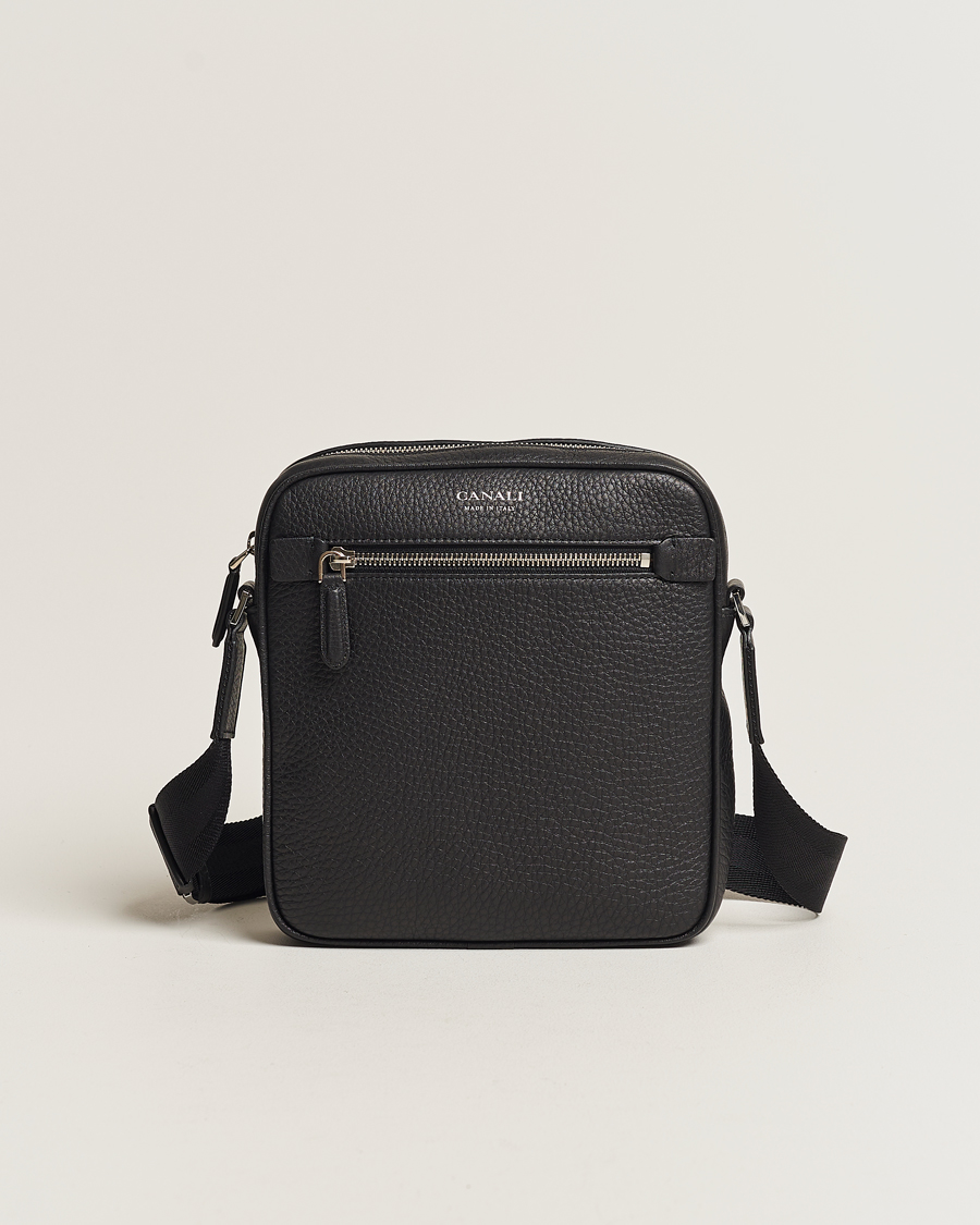 Herr | Väskor | Canali | Grain Leather Shoulder Bag Black