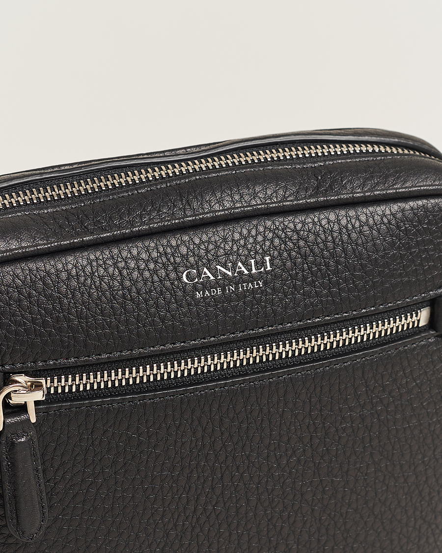 Herr | Väskor | Canali | Grain Leather Shoulder Bag Black