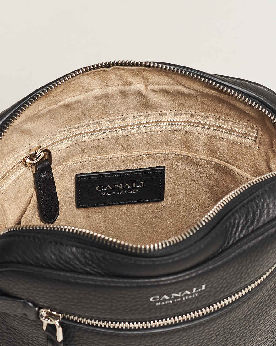 Herr | Väskor | Canali | Grain Leather Shoulder Bag Black