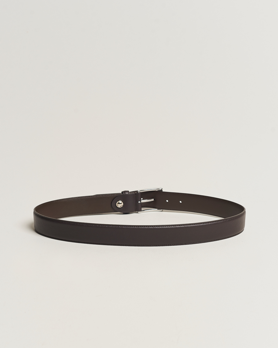 Herr | Italian Department | Canali | Leather Belt Dark Brown Calf